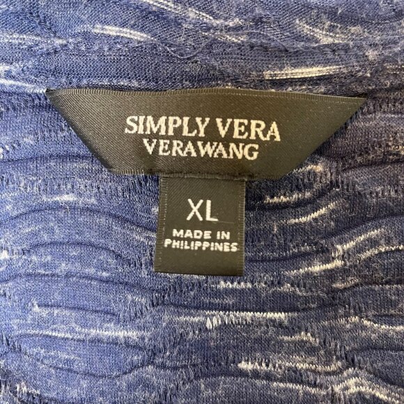 Simply Vera by Vera Wang 3/4 Sleeves Top Size XL Navy Textured Knit - Picture 6 of 8